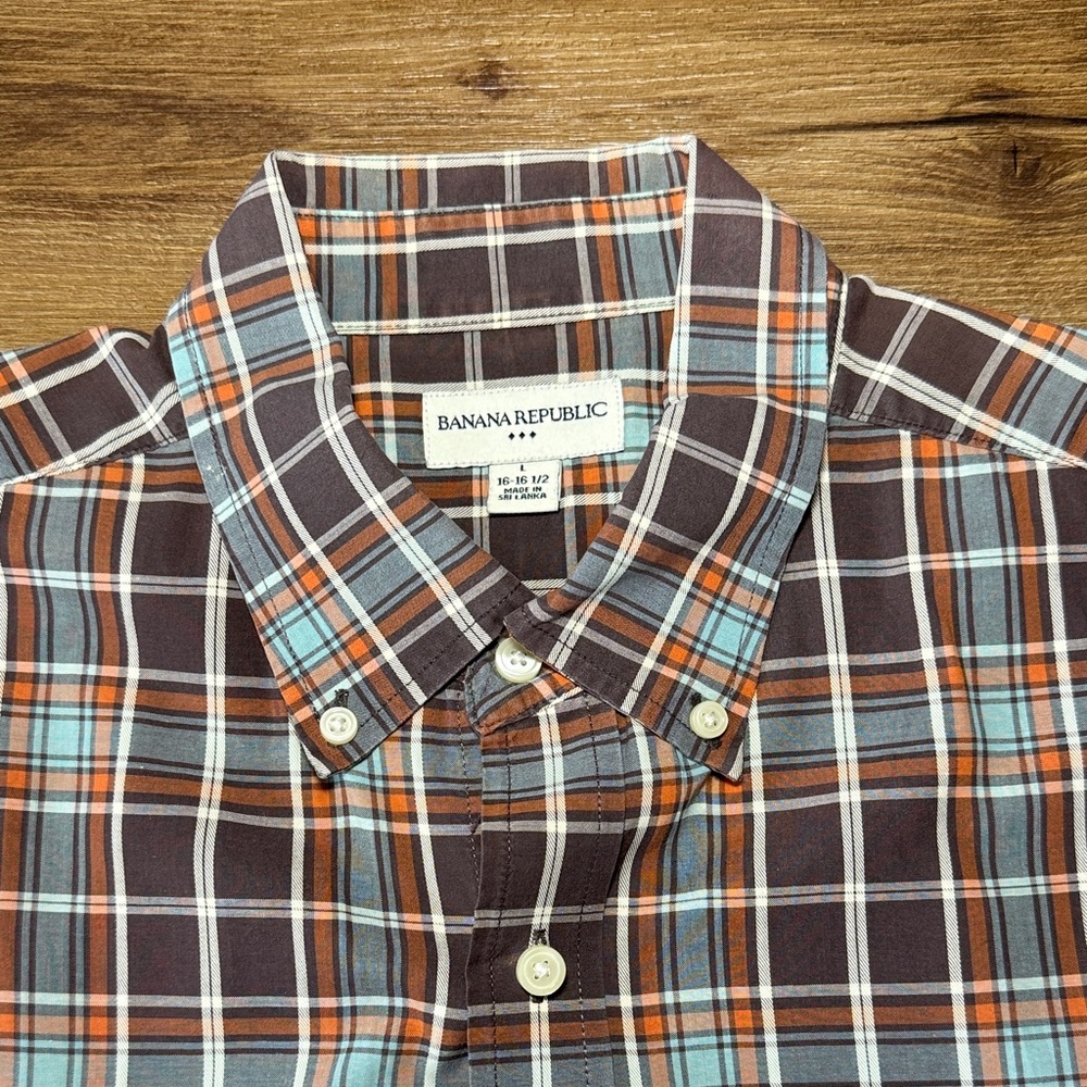 Men's Banana Republic Multicolor Plaid Button-Down Long Sleeve Shirt. Size L - Picture 2 of 5